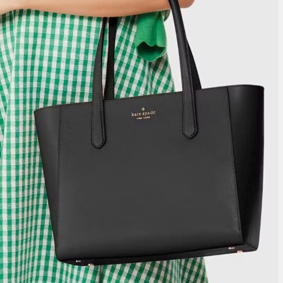 New Kate Spade Staci Medium Tote Saffiano Leather Black KG473 - Picture 3 of 6